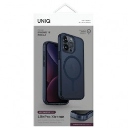 UNIQ LifePro Xtreme Magclick įkrovimo dėklas, skirtas iPhone 15 Pro – tamsiai mėlynas