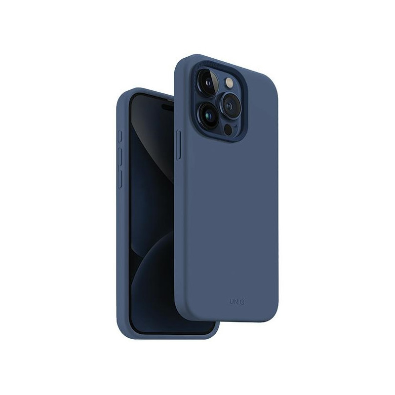 UNIQ Lino Hue Magclick įkrovimo dėklas, skirtas iPhone 15 Pro – tamsiai mėlynas