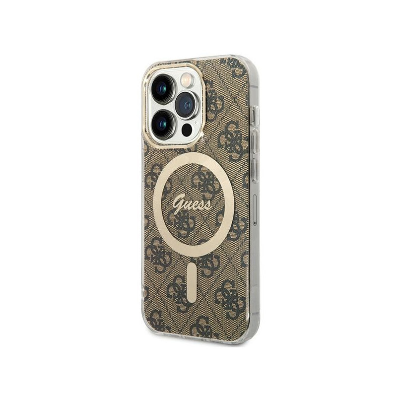 „Guess IML 4G MagSafe“ dėklas, skirtas „iPhone 15 Pro“ – rudas