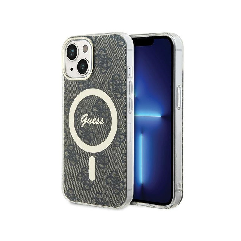 „Guess IML 4G MagSafe“ dėklas, skirtas „iPhone 15 Plus“ – rudas