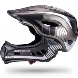 „Rockbros TT-32SBTG-S“ vaikiškas dviračio šalmas su nuimamu smakru, S dydis – pilkas