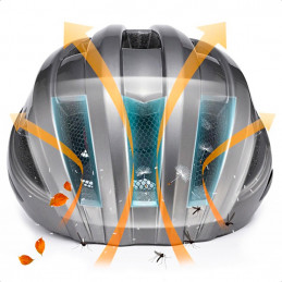 „Rockbros ZK-013TI“ dviračio šalmas su įmontuotu žibintu, universalus dydis 55–60 cm – pilkas