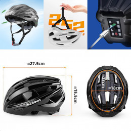 „Rockbros ZK-013TI“ dviračio šalmas su įmontuotu žibintu, universalus dydis 55–60 cm – pilkas