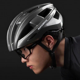 „Rockbros ZK-013TI“ dviračio šalmas su įmontuotu žibintu, universalus dydis 55–60 cm – pilkas