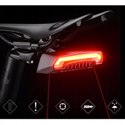 „Rockbros LKWD-R1“ galinis dviračio žibintas su lazeriu ir nuotolinio valdymo pultu + „Micro USB“ laidas – USB-A – juoda...