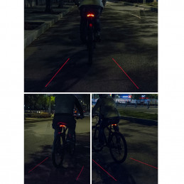 „Rockbros LKWD-R1“ galinis dviračio žibintas su lazeriu ir nuotolinio valdymo pultu + „Micro USB“ laidas – USB-A – juoda...