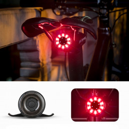 „Rockbros Q1“ galinis dviračio žibintas, 7 spalvų LED + USB-C - USB-A laidas, juodas