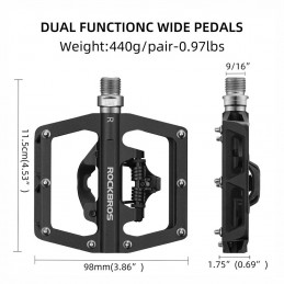 „Rockbros PD15-BK“ aliuminio lydinio dviračio pedalų komplektas – juodas