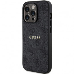 „Guess 4G Collection“ odinis metalinis „MagSafe“ dėklas, skirtas „iPhone 14 Pro Max“ – juodas