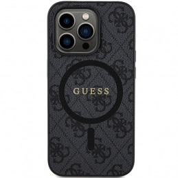 „Guess 4G Collection“ odinis metalinis „MagSafe“ dėklas, skirtas „iPhone 14 Pro Max“ – juodas