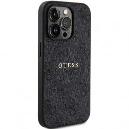 „Guess 4G Collection“ odinis metalinis „MagSafe“ dėklas, skirtas „iPhone 14 Pro Max“ – juodas
