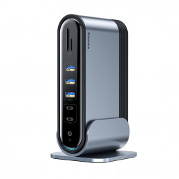 ŠAKOTĖLIS „Baseus CAHUB-DG0G“ 3x USB 3.2 Gen 1 / 2x USB-A / 2x USB-C / SD kortelių skaitytuvas, micro SD / AUX / 3x HDMI...