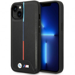 BMW M dygsniuotas trispalvis dėklas iPhone 15 / 14 / 13 – juodas