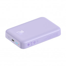 „Baseus Magnetic Mini Inductive Powerbank“ 10000mAh 20W – violetinė + USB-C – USB-C laidas