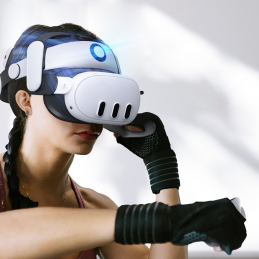 „BoboVR S3 Pro“ dirželis „Meta Quest 3 VR“ ausinėms + išorinė „B100“ baterija – juodas ir baltas