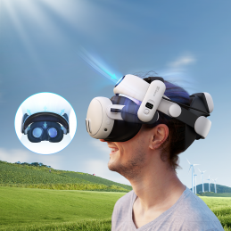 „BoboVR S3 Pro“ dirželis „Meta Quest 3 VR“ ausinėms + išorinė „B100“ baterija – juodas ir baltas