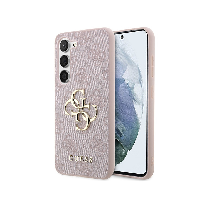 „Guess 4G“ didelis metalinis logotipo dėklas, skirtas „Samsung Galaxy A55“ – rožinis
