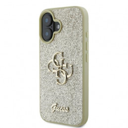 „Guess“ fiksuoto blizgučių dizaino „iPhone 16 Plus“ dėklas – auksinis
