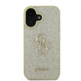 „Guess“ fiksuoto blizgučių dizaino „iPhone 16 Plus“ dėklas – auksinis