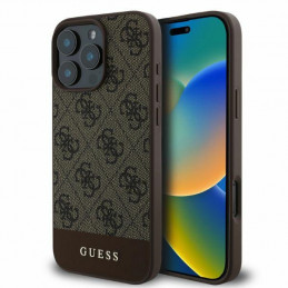 „Guess 4G Bottom Stripe“ dėklas, skirtas „iPhone 16 Pro Max“ – rudas