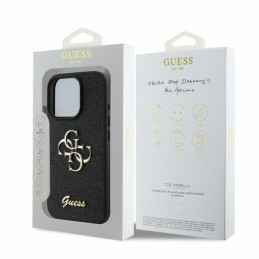 „Guess“ fiksuoto blizgučių dizaino „iPhone 16 Pro Max“ dėklas – juodas