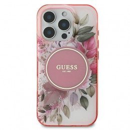 „Guess IML Flower & Tonal Circle“ „MagSafe“ dėklas, skirtas „iPhone 16 Pro Max“ – rožinis