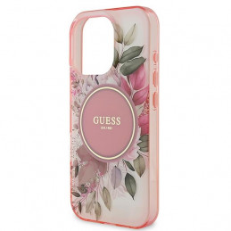 „Guess IML Flower & Tonal Circle“ „MagSafe“ dėklas, skirtas „iPhone 16 Pro Max“ – rožinis