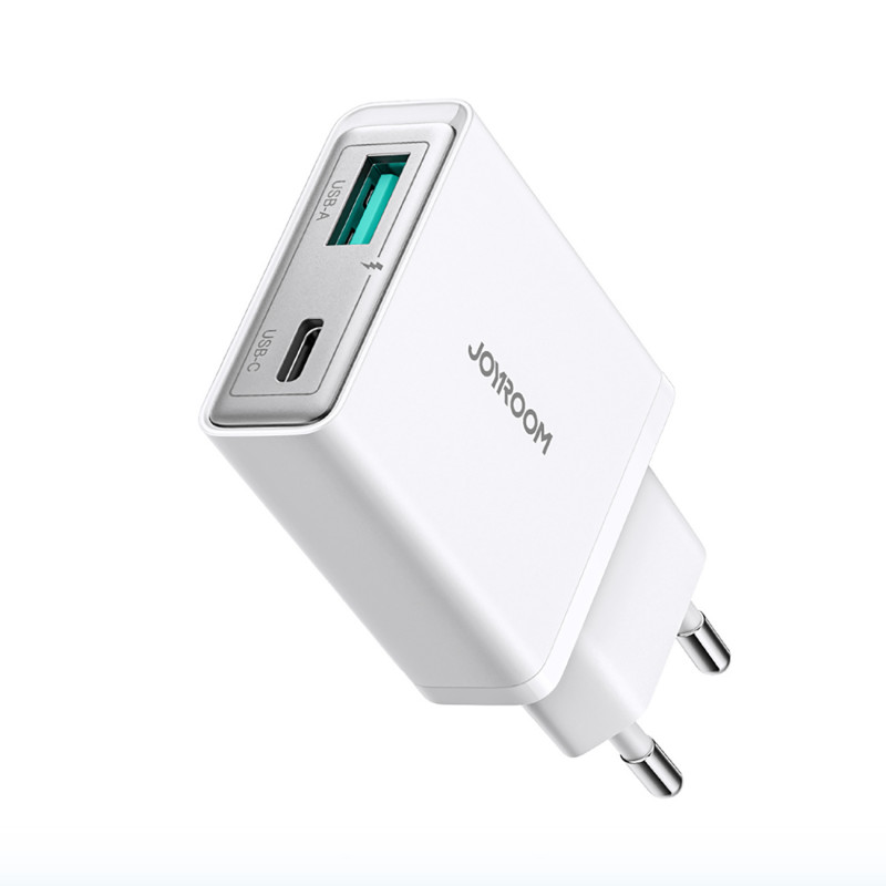 „Joyroom JR-TCF14“ 20 W USB-A USB-C itin plonas sieninis įkroviklis – baltas