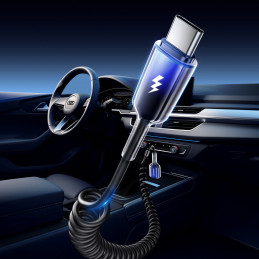 „Joyroom S-A43 Crystal-Clear“ serijos 3A USB-A - USB-C spiralinis kabelis, 1,5 m, juodas