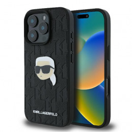Karl Lagerfeld monograminis „Karl Head Pin“ dėklas, skirtas „iPhone 16 Pro Max“ – juodas
