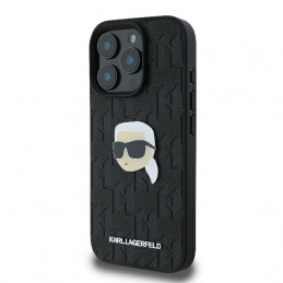 Karl Lagerfeld monograminis „Karl Head Pin“ dėklas, skirtas „iPhone 16 Pro Max“ – juodas