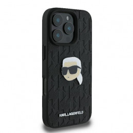 Karl Lagerfeld monograminis „Karl Head Pin“ dėklas, skirtas „iPhone 16 Pro Max“ – juodas