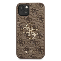 Guess 4G Big Metal Logo dėklas, skirtas iPhone 13 - rudas
