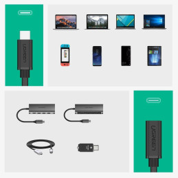 Ugreen 40574 USB-C – USB-C 5Gb/ s laidas 0,5m – juodas
