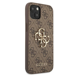 Guess 4G Big Metal Logo dėklas, skirtas iPhone 13 - rudas