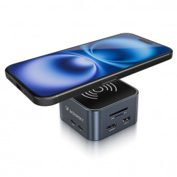 „Wozinsky WHBC09Y8S 12 viename USB-C šakotuvas, daugiafunkcis, su belaidžio įkrovimo funkcija, aliuminis, su 15 cm laidu...