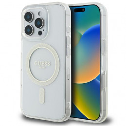 „Guess IML Glitter Circle“ „MagSafe“ dėklas, skirtas „iPhone 16 Pro Max“ – skaidrus