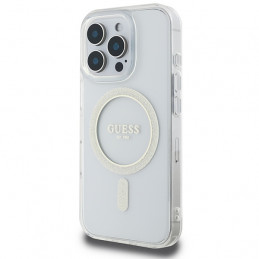 „Guess IML Glitter Circle“ „MagSafe“ dėklas, skirtas „iPhone 16 Pro Max“ – skaidrus