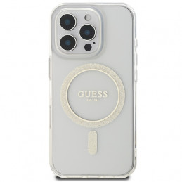 „Guess IML Glitter Circle“ „MagSafe“ dėklas, skirtas „iPhone 16 Pro Max“ – skaidrus