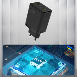 „Dudao A29“ 65 W „GaN“ sieninis įkroviklis, 2 x USB-C + 1 x USB-A – juodas