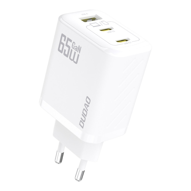 „Dudao A29“ 65 W „GaN“ sieninis įkroviklis, 2 x USB-C + 1 x USB-A – baltas