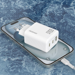 „Dudao A29“ 65 W „GaN“ sieninis įkroviklis, 2 x USB-C + 1 x USB-A – baltas