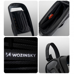 „Wozinsky“ dviračio krepšys rėmui, šarvuotas, su kišene telefonui, 1,7 l - juodas