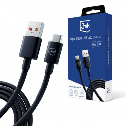3mk Hyper kabelis USB-A / USB-C 1.2m 5A - juodas