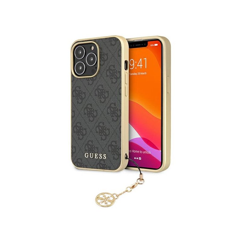 Guess 4G Charms Collection dėklas, skirtas iPhone 13 Pro Max - pilkas