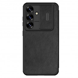 „Nillkin Qin Pro“ dėklas, skirtas „Samsung Galaxy S25+“ su atlenkiama ir kameros dangteliu – juodas