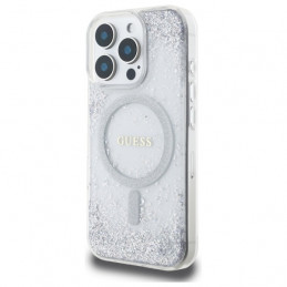 „Guess“ „Resin Gradient Blizgučiais“ puoštas „MagSafe“ dėklas, skirtas „iPhone 16 Pro“ – sidabrinis