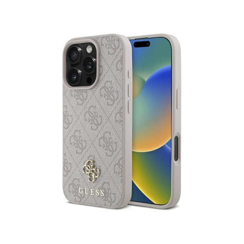„Guess 4G“ mažas klasikinis „MagSafe“ dėklas, skirtas „iPhone 16 Pro Max“ – rožinis