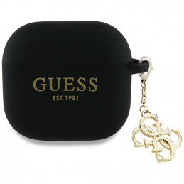 „Guess 4G Charm“ dėklas, skirtas „AirPods 4“ ausinėms – juodas