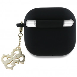 „Guess 4G Charm“ dėklas, skirtas „AirPods 4“ ausinėms – juodas